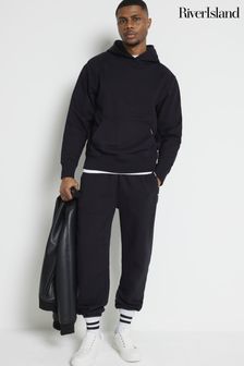 River Island Black Regular Fit Long Sleeve Hoodie (N95153) | $55