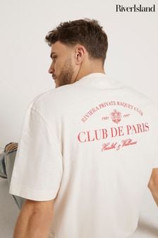 River Island Cream Regular Fit Club De Sports T-Shirt (N95163) | €33