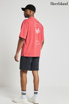 River Island Red Regular Fit Atherton Sports T-Shirt (N95172) | OMR13