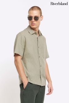 River Island Green Linen Shirt (N95181) | kr389