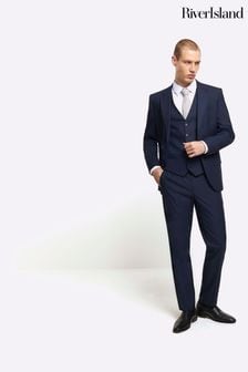 River Island Blue Plain Suit: Waistcoat (N95192) | $69