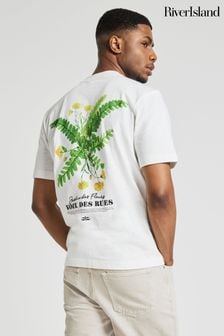 River Island White Regular Fit Vois Des Floral T-Shirt (N95222) | KRW53,400