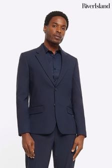River Island Blue Single Breasted Slim Suit Jacket (N95227) | $120