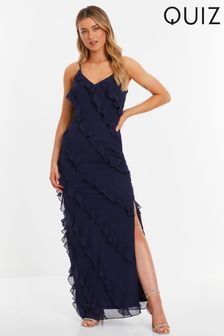فستان ماكسي شيفون مكشكش لون كحلي من Quiz (N95362) | 306 ر.س