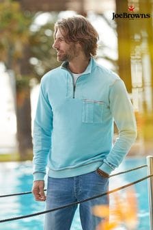 Joe Browns Blue Contrast Stitch Quarter Zip Sweatshirt (N95368) | kr701