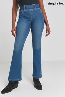 Simply Be Blue Mid Wash Flared Pull On Jeggings (N95402) | $48