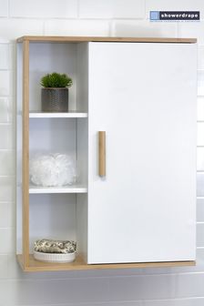 Showerdrape White Cassino Bamboo Wall Cabinet with Display Shelves