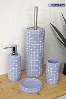 Showerdrape Set of 4 Sky Blue Mosaica Bathroom Accessories (N95484) | €60