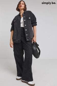 Simply Be Black Pull-On Cargo Trousers (N95580) | LEI 209