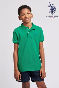 Зеленый - U.s. Polo Assn. Синяя рубашка поло из пике для мальчиков (N95668) | €48 - €58