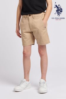 Crem - U.s. Polo Assn. Pantaloni scurți clasici cu Pantaloni chino pentru băieți Cream (N95687) | 209 LEI - 251 LEI