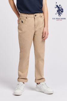 U.S. Polo Assn. Boys Core 5 Pocket Brown Trousers (N95699) | AED222 - AED266