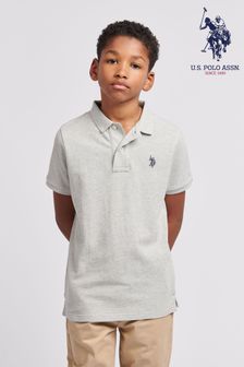 Siva - -U.s. Polo Assn. Modra fantovska polo majica iz pikeja z motivom dvojnih jezdecev (N95714) | €40 - €48