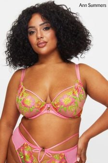 Ann Summers Pink Breeze Embroidered Non Pad DD+ Plunge Bra (N95952) | ₪ 181