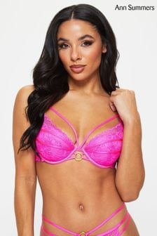 Ann Summers Pink Compelling Floral Mesh Padded Plunge Bra