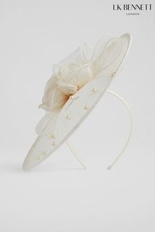 LK Bennett Ayla Mesh Pearl Detail Wide Brim Fascinator Hat (N96149) | $180