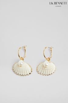LK Bennett Coral Pearl Embellished Shell Earrings (N96219) | SGD 134
