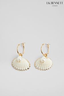 LK Bennett Coral Pearl Embellished Shell Earrings