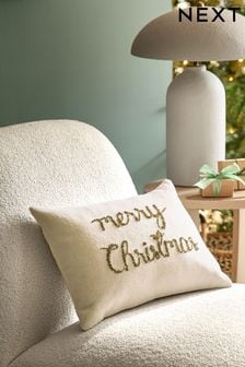 Merry Christmas Sequin Embellished Cushion (N96227) | €20