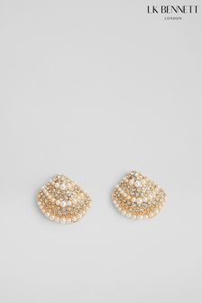 LK Bennett Kaia Pearl And Crystal Shell Earrings (N96237) | MYR 294