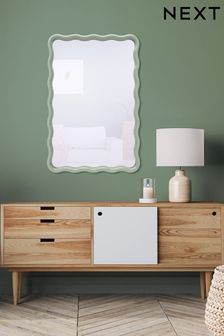 Green Wavy Pine Wall Mirror (N96246) | AED485