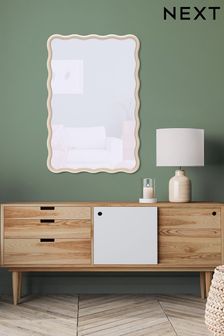 Neutral Wavy Pine Wall Mirror (N96251) | AED485