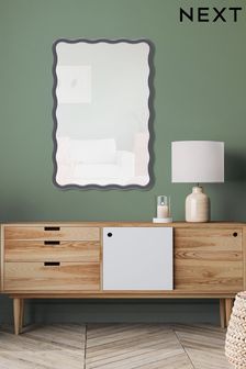 Black Wavy Pine Wall Mirror (N96253) | €139