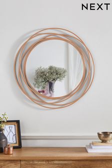 Peach Pink Contemporary 60cm Round Wire Wall Mirror (N96267) | kr837