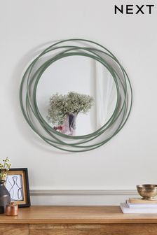Green Contemporary 60cm Round Wire Wall Mirror (N96270) | €92