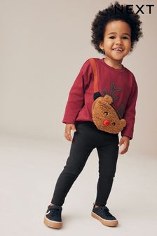 Red/Black Long Sleeve 100% Cotton Bumbag T-Shirt And Joggers Set (3mths-7yrs) (N96323) | $27 - $34