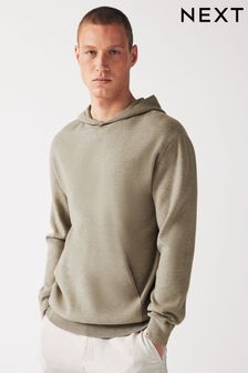 Neutral Relaxed Knitted Zip Through Hoodie (N96357) | 188 QAR