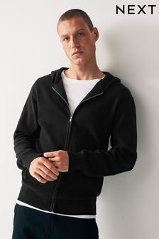 أسود - Relaxed Knitted Zip Through Hoodie (N96358) | 196 ر.س