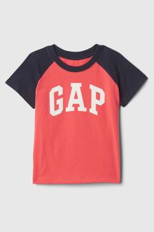 Czerwony - Koszulka Gap z krótkim rękawem, okrągłym dekoltem i logo (noworodki-5 lat) (N96447) | 50 zł