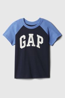 Синий - Футболка с вырезом под горло и короткими рукавами и логотипом Gap (новорожденных - 5 лет) (N96451) | €11