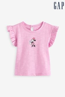 Gap Pink Disney Minnie Mouse Ruffle Sleeve Baby T-Shirt (3mths-7yrs) (N96467) | €15.50
