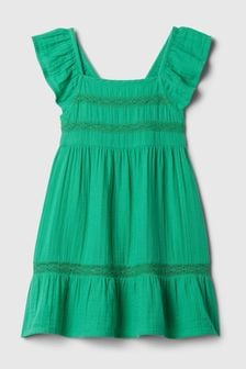 Gap Green Crinkle Cotton and Lace Tiered Dress (3mths-7yrs) (N96474) | €36