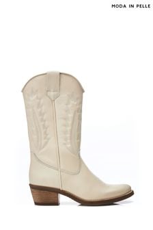 Moda in Pelle Fanntine Mid Leg Pointed Western Nude Boots (N96491) | $237