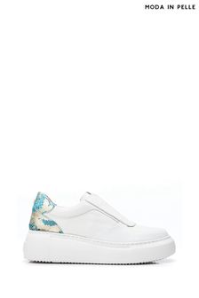 Moda in Pelle Althea Slip on Chunky Wedge White Trainers