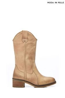 Moda in Pelle Dana Crepe Sole Long Western Natural Boots (N96518) | 950 SAR