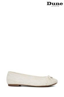 Dune London Cream Heartstring Bridal Lace Ballet Flat Shoes (N96652) | $127
