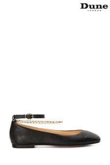 黑色 - Dune London Halles腳踝鏈條裝飾平底鞋 (N96688) | NT$3,500