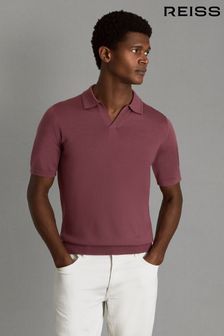 Reiss Berry Duchie Merino Wool Open Collar Polo Shirt (N96808) | OMR66