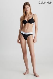 Calvin Klein Black Classic Slogan Thong (N96845) | $34