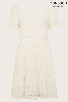 Monsoon Natural Broderie Bow Dress (N97145) | €39 - €41