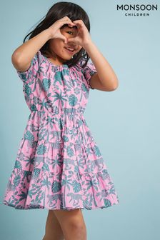 Monsoon Pink Elephant Print Dress (N97174) | €33 - €38