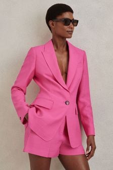 Reiss Pink Hewey Tailored Textured Single Breasted Suit: Blazer (N97263) | AED1,930