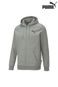 Puma Grey Mens Essentials Full-Zip Logo Hoodie (N97275) | 223 QAR