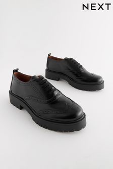 Black Extra Wide Fit Forever Comfort® Chunky Brogue Lace-Up Shoes (N97282) | OMR16