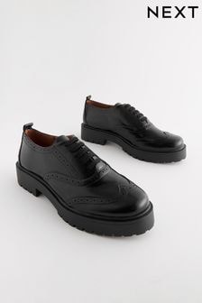 Black Extra Wide Fit Forever Comfort® Chunky Brogue Lace-Up Shoes (N97282) | $58