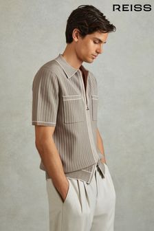 Песочный - Reiss Christophe Ribbed Dual Zip-front Shirt (N97354) | €210